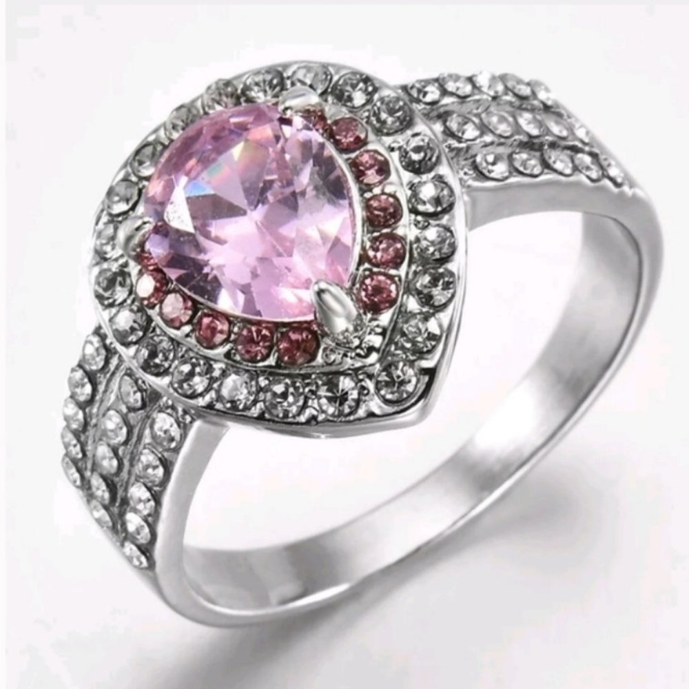 New 925 silver gorgeous pink sapphire ring